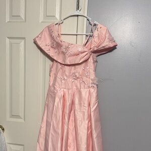 Elegant Pink Floral big girls Dress